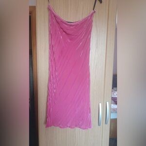 French Connection Tiger Velvet Bias Cut Trumpet Midi Velour Hot Pink Skirt 12